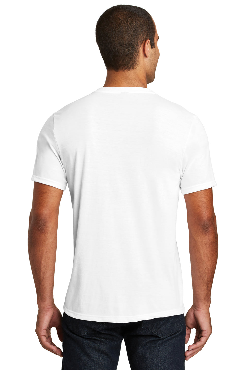 District DT1350 Mens Perfect Tri Short Sleeve V-Neck T-Shirt White Back