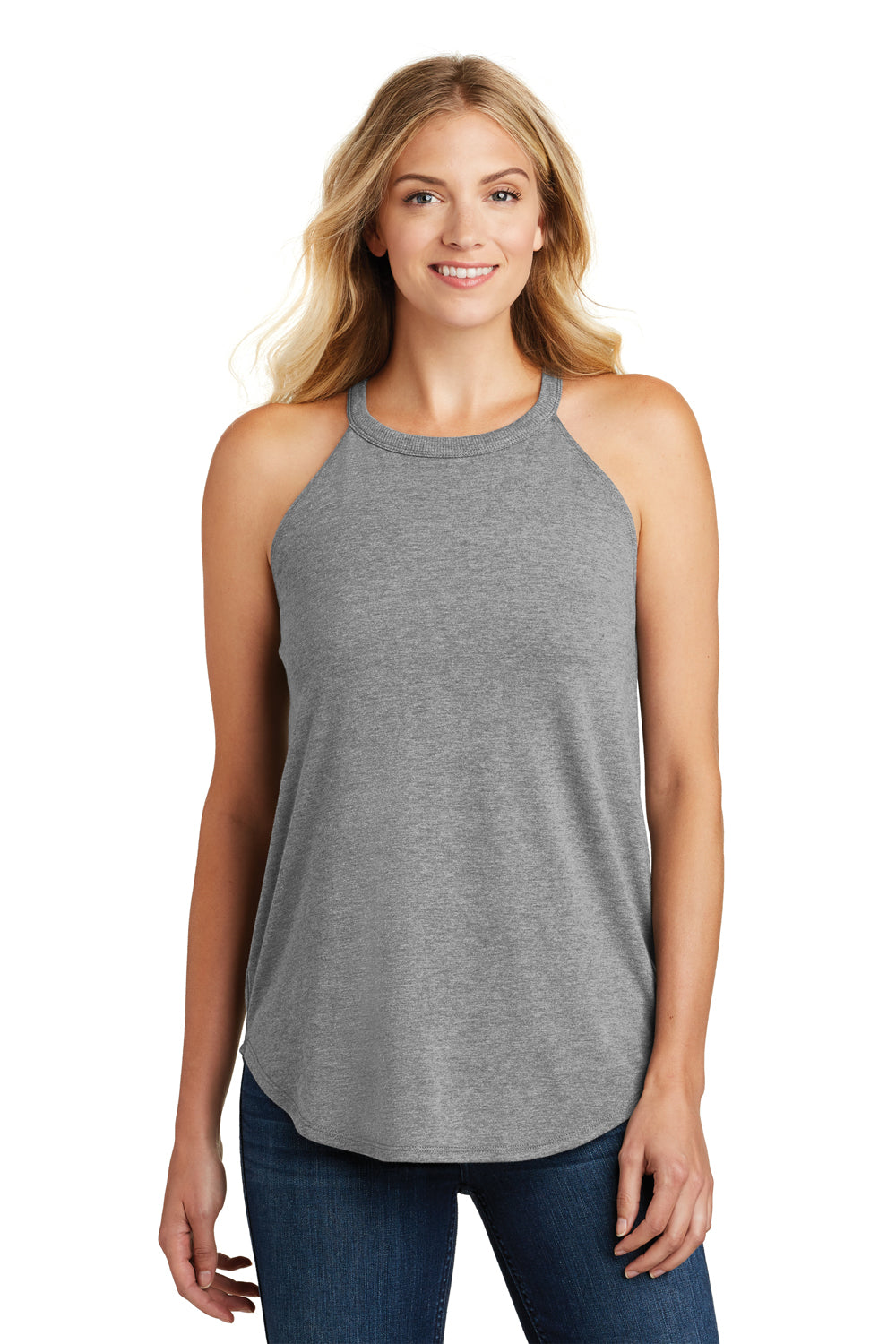 District DT137L Womens Perfect Tri Rocker Tank Top Grey Frost Front