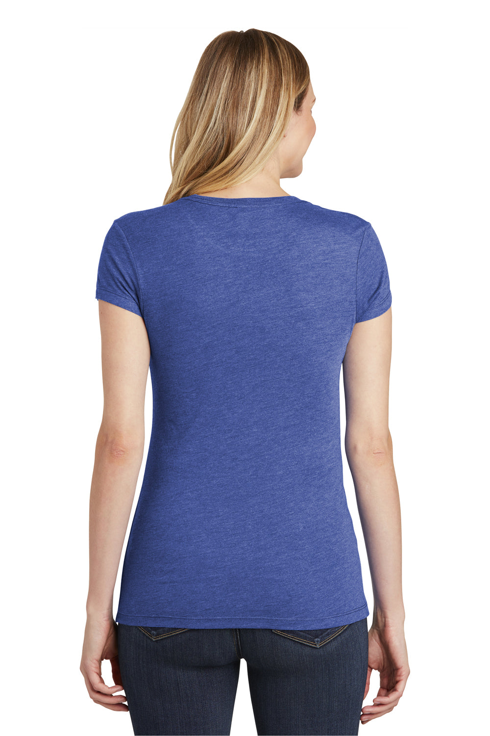 District DT155 Womens Fitted Perfect Tri Short Sleeve Crewneck T-Shirt Royal Blue Back