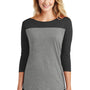 District Womens Rally 3/4 Sleeve Wide Neck T-Shirt - Grey Frost/Black - Closeout
