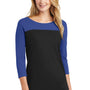 District Womens Rally 3/4 Sleeve Wide Neck T-Shirt - Black/Royal Blue - Closeout