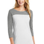 District Womens Rally 3/4 Sleeve Wide Neck T-Shirt - White/Grey Frost - Closeout