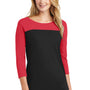 District Womens Rally 3/4 Sleeve Wide Neck T-Shirt - Black/Red - Closeout