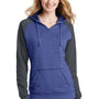 District Womens Fleece Hooded Sweatshirt Hoodie - Heather Royal Blue/Charcoal Grey