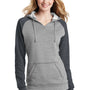District Womens Fleece Hooded Sweatshirt Hoodie - Heather Grey/Charcoal Grey
