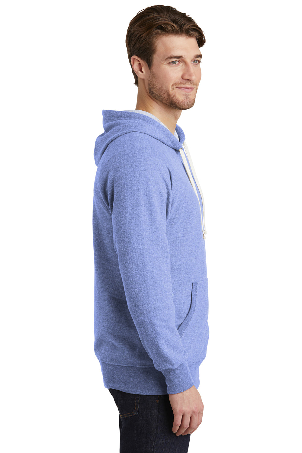District DT355 Mens Perfect French Terry Hooded Sweatshirt Hoodie Maritime Blue Side