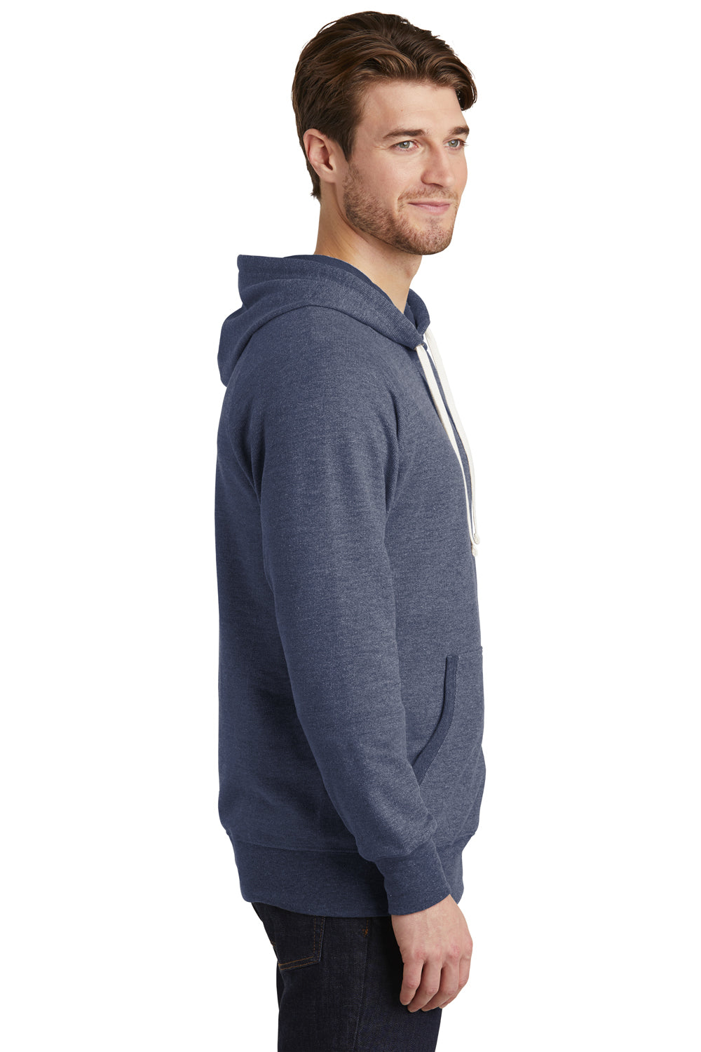 District DT355 Mens Perfect French Terry Hooded Sweatshirt Hoodie Navy Blue Side