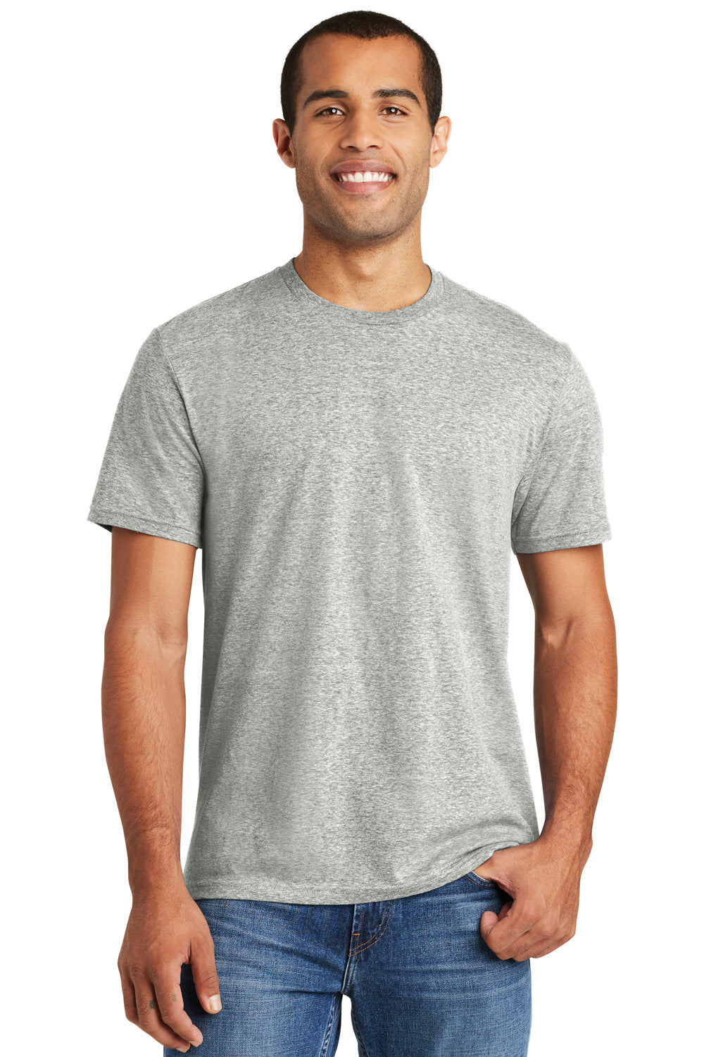 District DT365A Mens Astro Short Sleeve Crewneck T-Shirt Grey Front