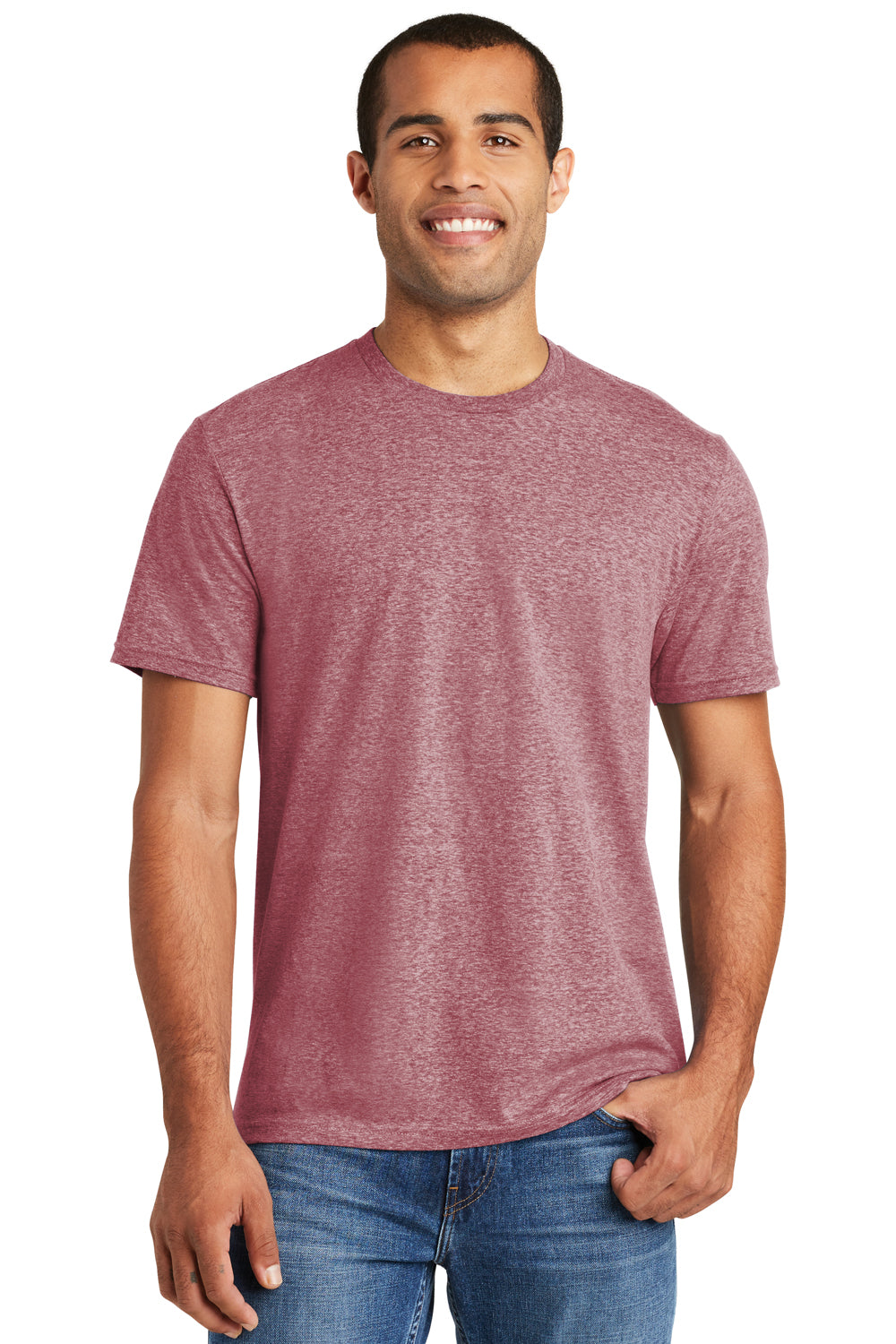 District DT365A Mens Astro Short Sleeve Crewneck T-Shirt Maroon Front