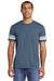 District DT376 Mens Game Short Sleeve Crewneck T-Shirt Heather Navy Blue/White Front