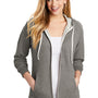 District Womens Perfect French Terry Full Zip Hooded Sweatshirt Hoodie - Grey Frost - Closeout