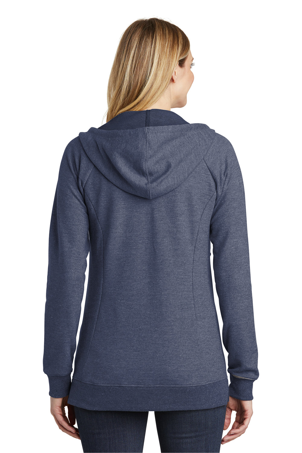 District DT456 Womens Perfect French Terry Full Zip Hooded Sweatshirt Hoodie Navy Blue Back