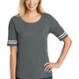 District Womens Scorecard Short Sleeve Crewneck T-Shirt - Heather Charcoal Grey/White - Closeout