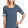 District Womens Scorecard Short Sleeve Crewneck T-Shirt - Heather True Navy Blue/White - Closeout