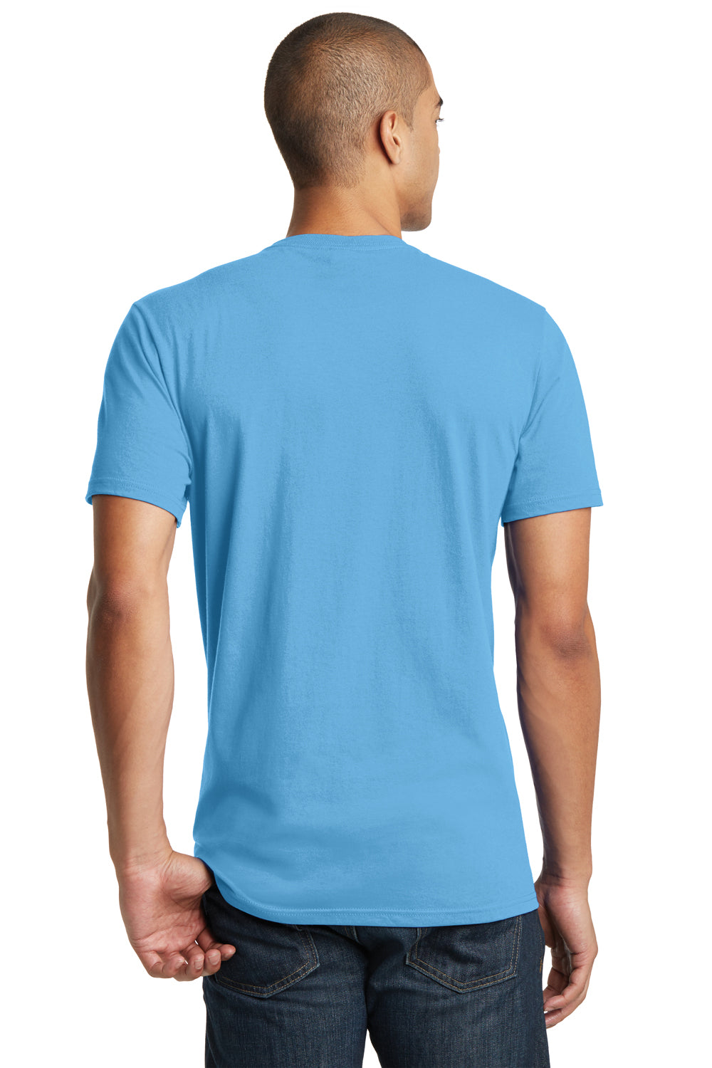 District DT5000 Mens The Concert Short Sleeve Crewneck T-Shirt Aqua Blue Back