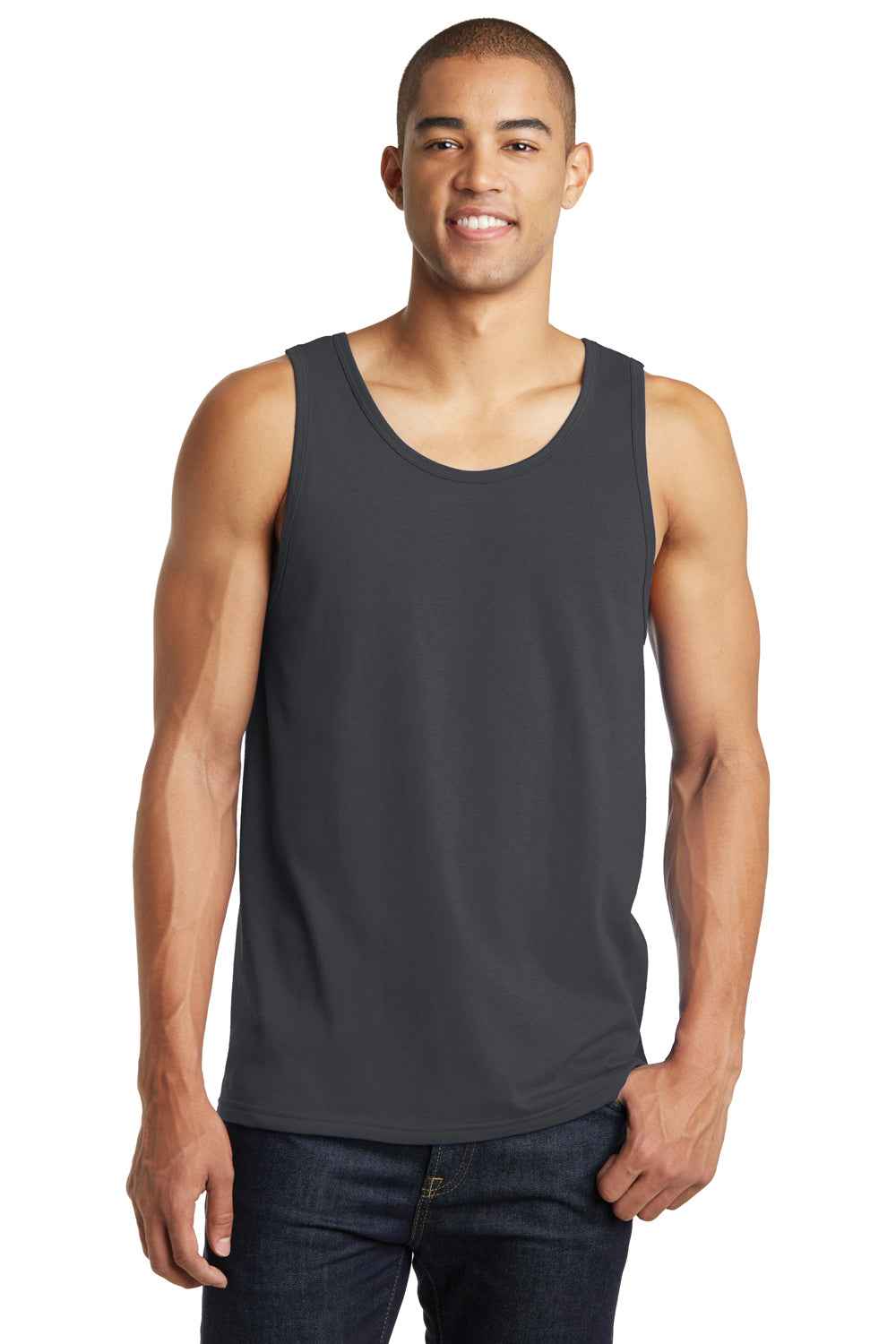 District DT5300 Mens The Concert Tank Top Charcoal Grey Front