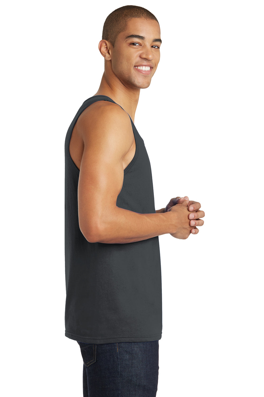 District DT5300 Mens The Concert Tank Top Charcoal Grey Side