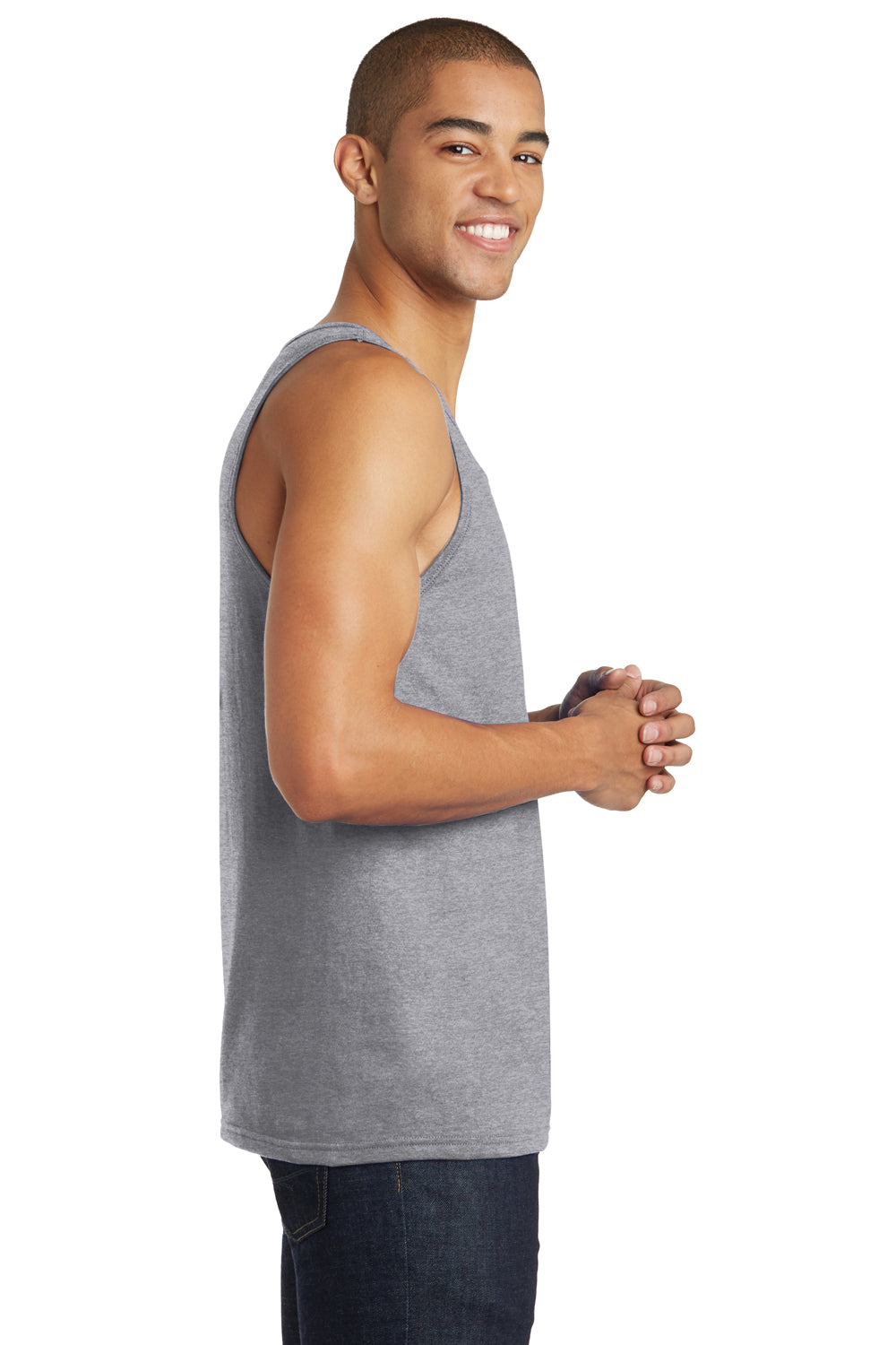 District DT5300 Mens The Concert Tank Top Heather Grey Side