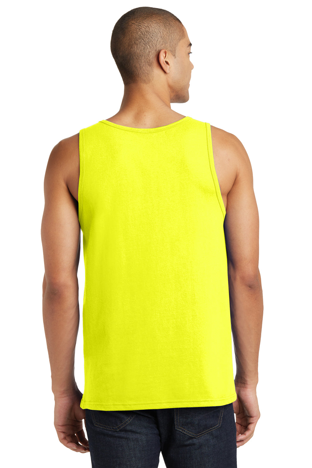 District DT5300 Mens The Concert Tank Top Neon Yellow Back