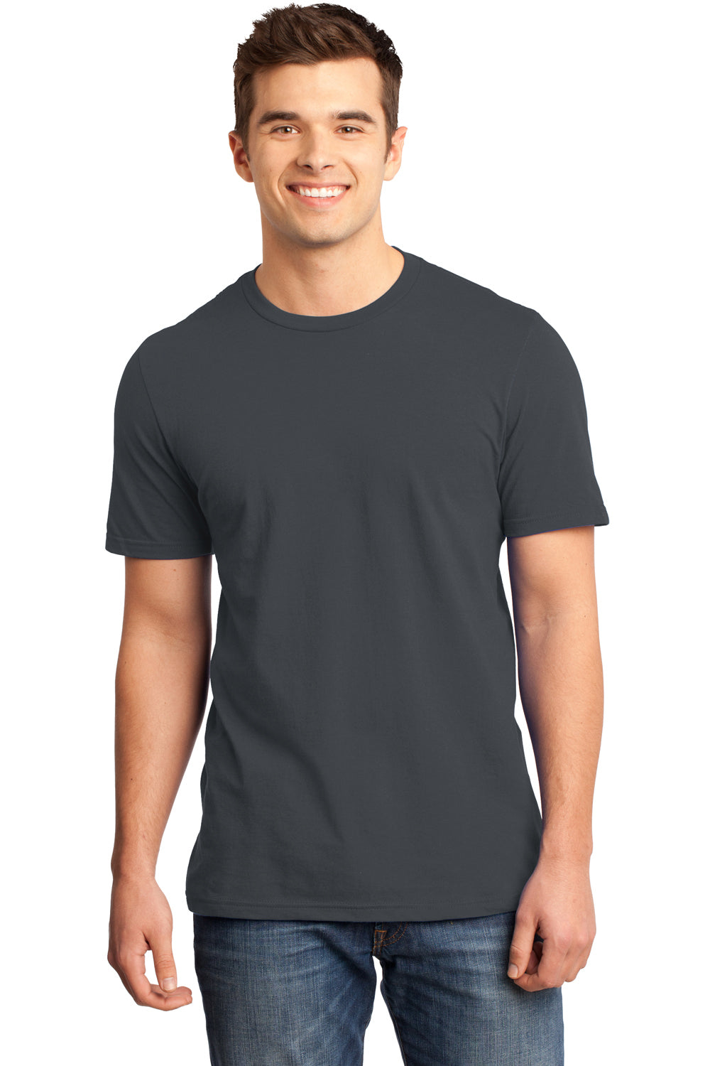 District DT6000 Mens Very Important Short Sleeve Crewneck T-Shirt Charcoal Grey Front