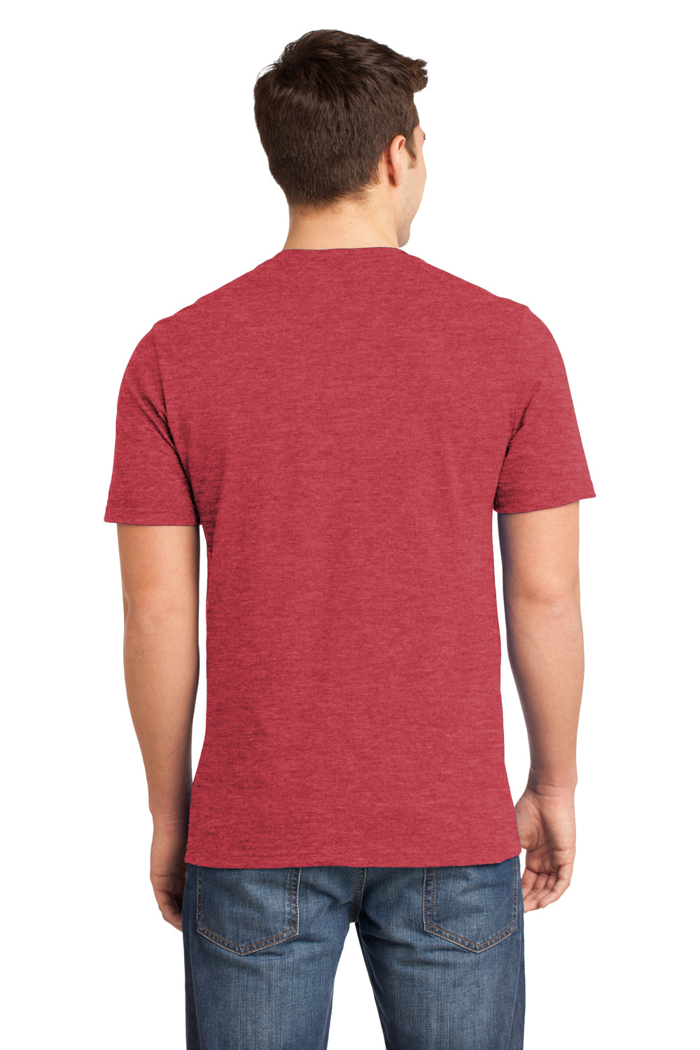 District DT6000 Mens Very Important Short Sleeve Crewneck T-Shirt Heather Red Back