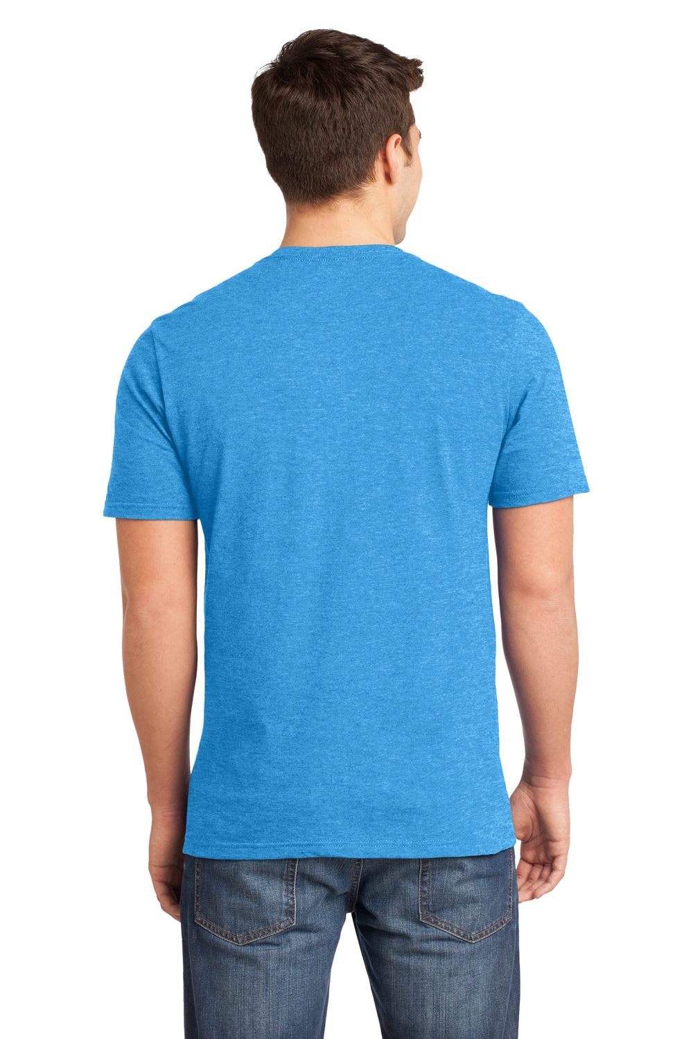 District DT6000 Mens Very Important Short Sleeve Crewneck T-Shirt Heather Turquoise Blue Back