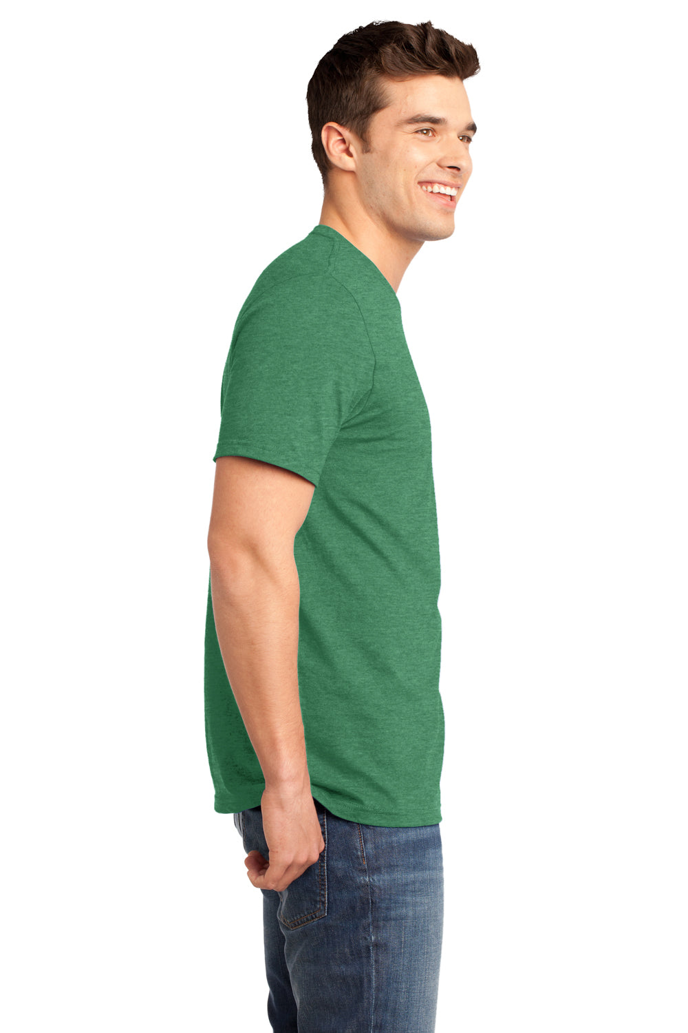District DT6000 Mens Very Important Short Sleeve Crewneck T-Shirt Heather Kelly Green Side