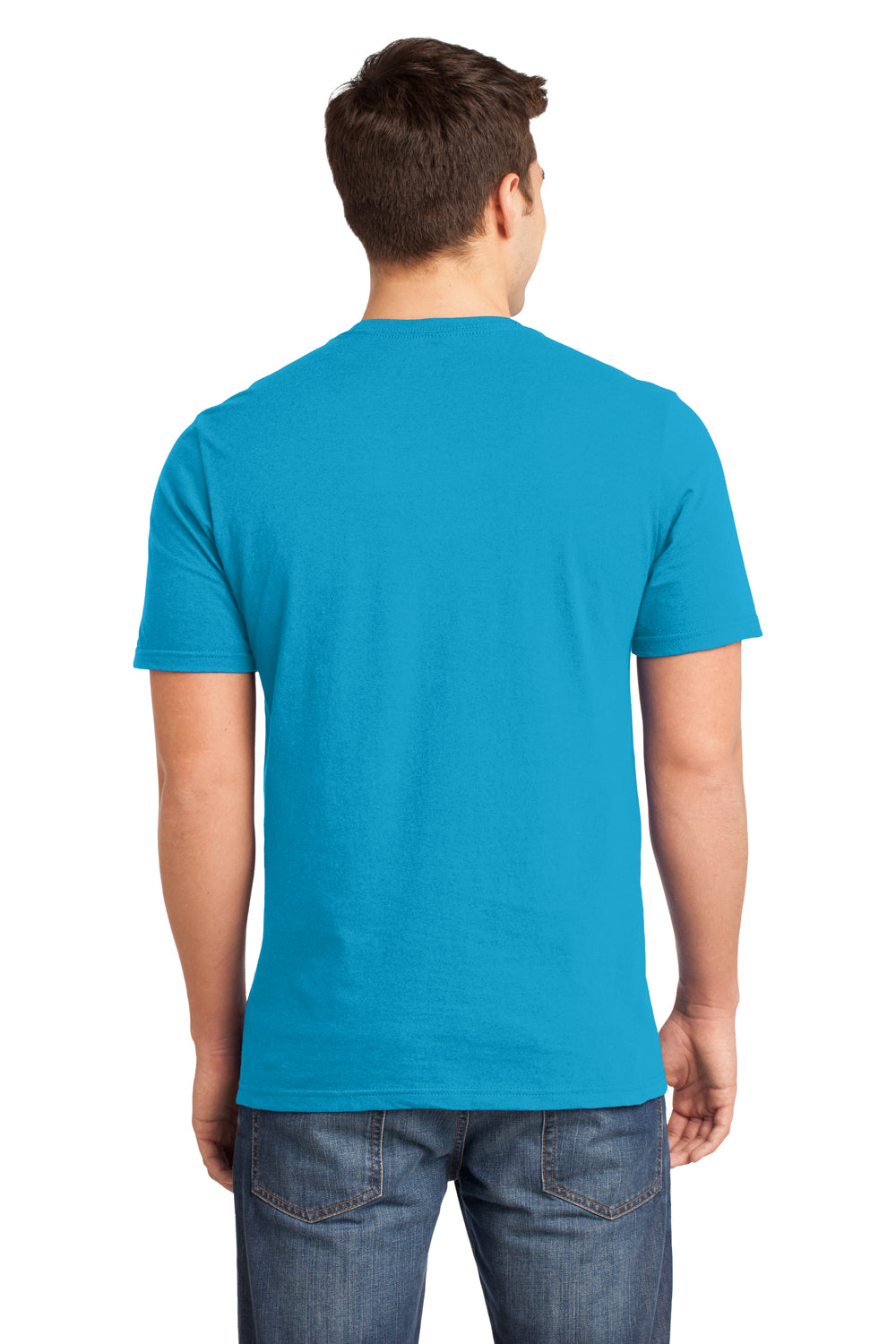 District DT6000 Mens Very Important Short Sleeve Crewneck T-Shirt Light Turquoise Blue Back