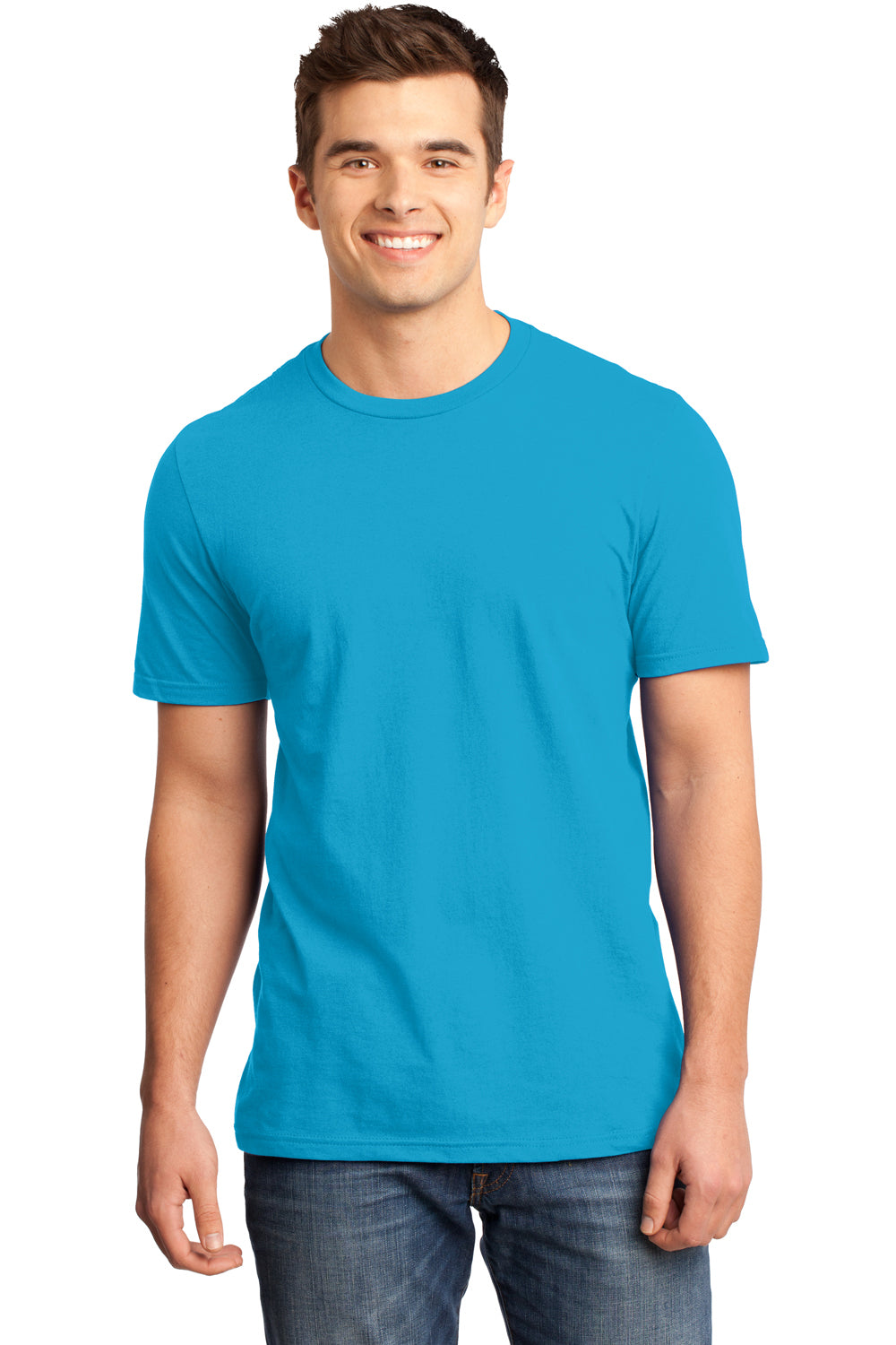 District DT6000 Mens Very Important Short Sleeve Crewneck T-Shirt Light Turquoise Blue Front