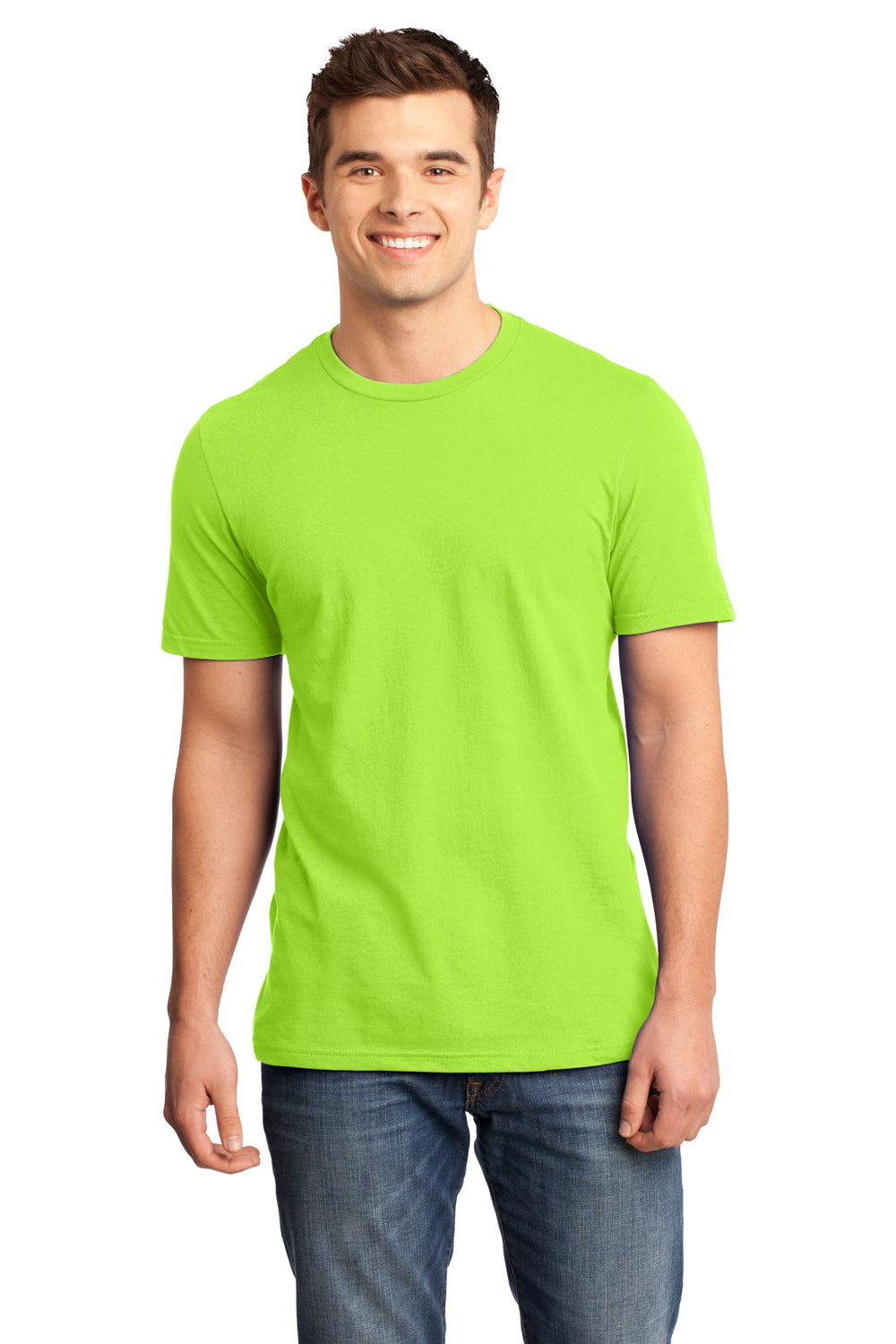 District DT6000 Mens Very Important Short Sleeve Crewneck T-Shirt Lime Green Front