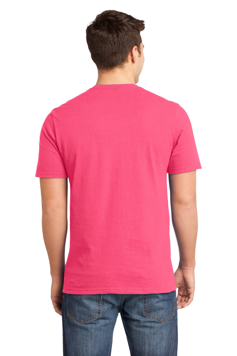 District DT6000 Mens Very Important Short Sleeve Crewneck T-Shirt Neon Pink Back