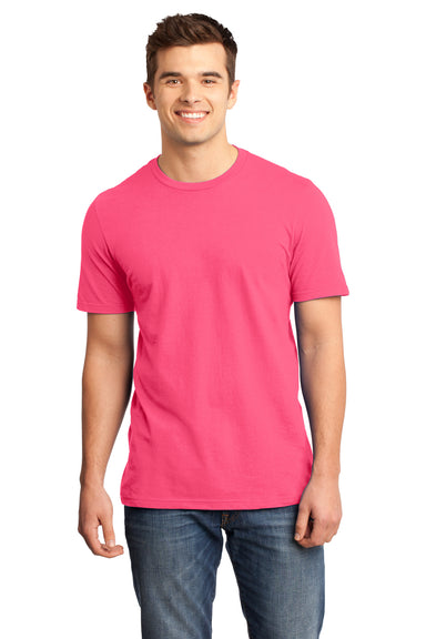District DT6000 Mens Very Important Short Sleeve Crewneck T-Shirt Neon Pink Front