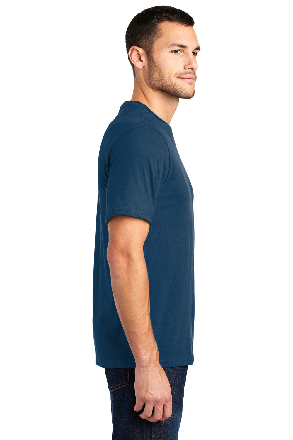 District DT6000 Mens Very Important Short Sleeve Crewneck T-Shirt Neptune Blue Side