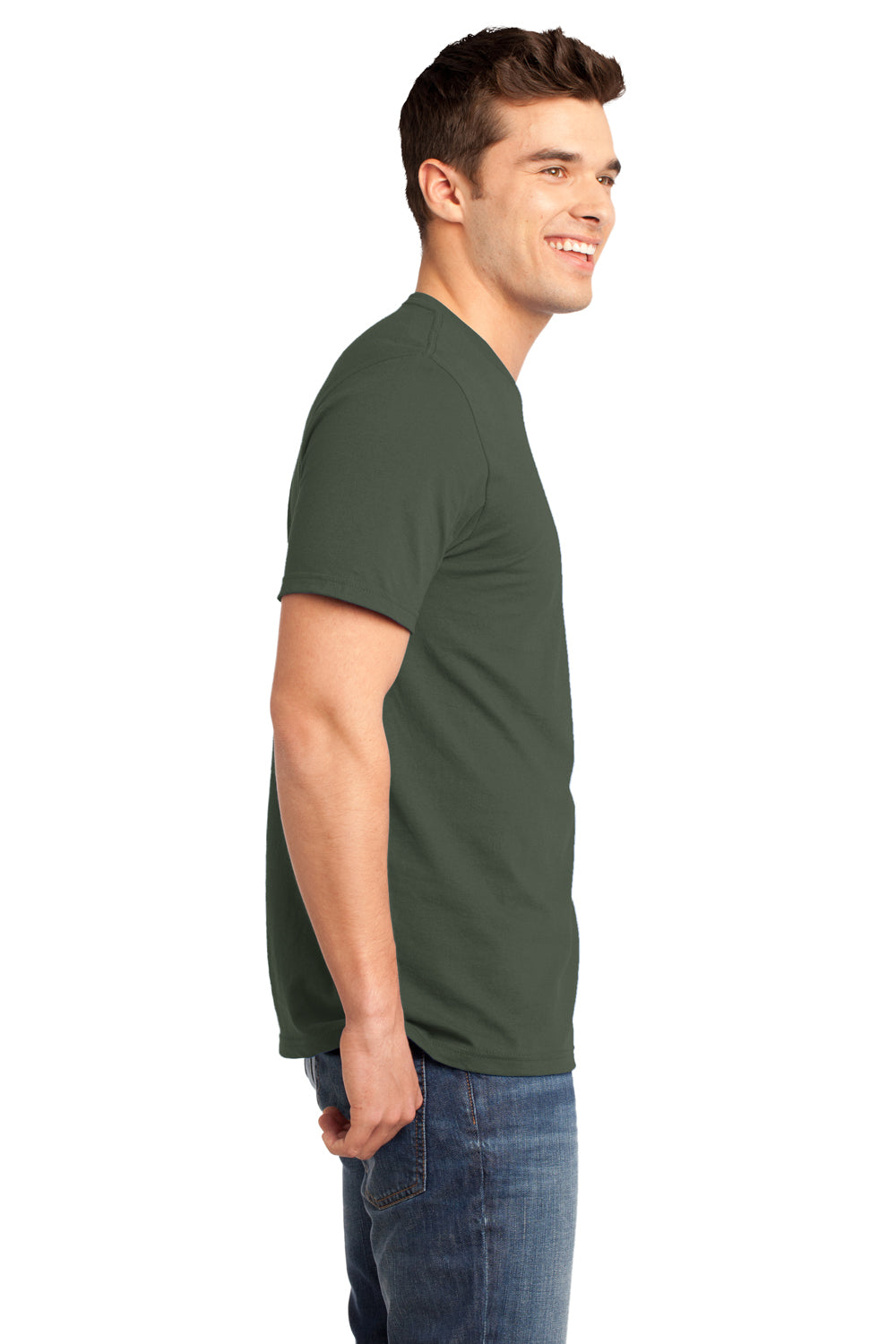 District DT6000 Mens Very Important Short Sleeve Crewneck T-Shirt Olive Green Side