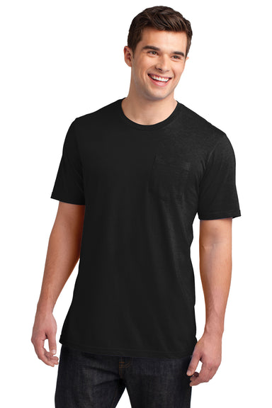 District DT6000P Mens Very Important Short Sleeve Crewneck T-Shirt w/ Pocket Black Front