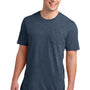 District Mens Very Important Short Sleeve Crewneck T-Shirt w/ Pocket - Heather Navy Blue