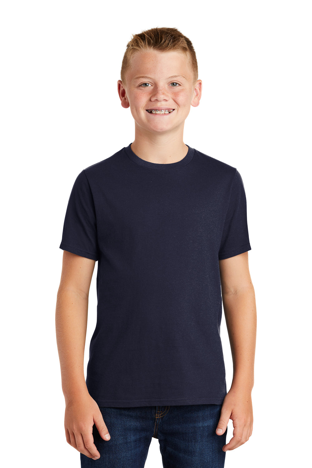 District DT6000Y Youth Very Important Short Sleeve Crewneck T-Shirt Navy Blue Front