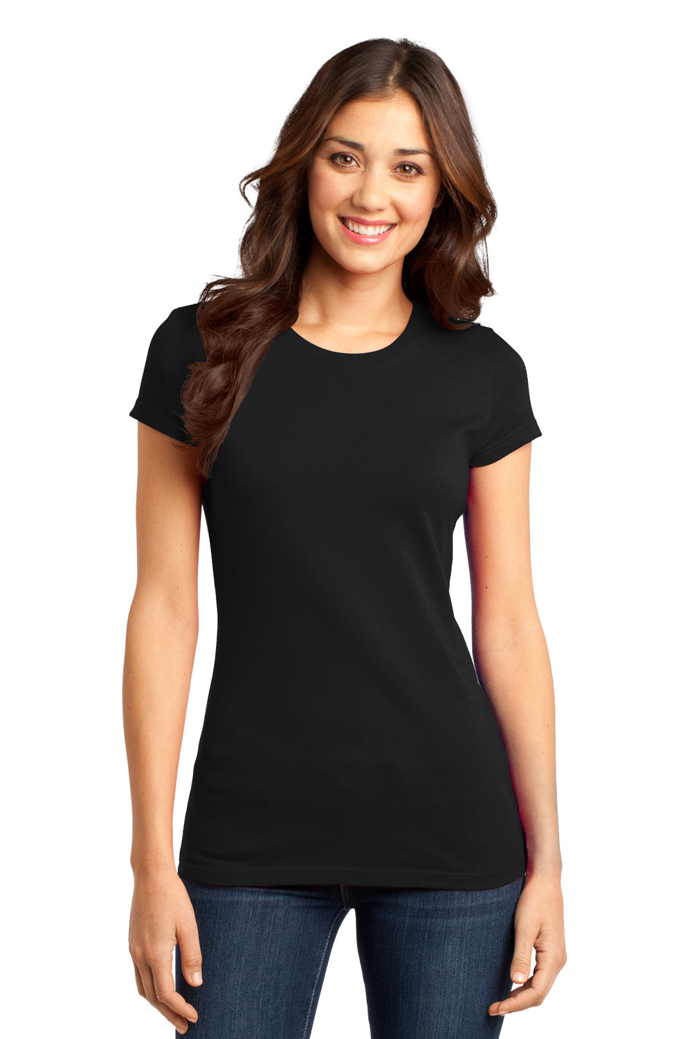 District DT6001 Womens Very Important Short Sleeve Crewneck T-Shirt Black Front