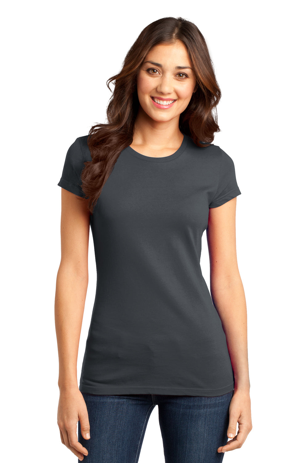 District DT6001 Womens Very Important Short Sleeve Crewneck T-Shirt Charcoal Grey Front