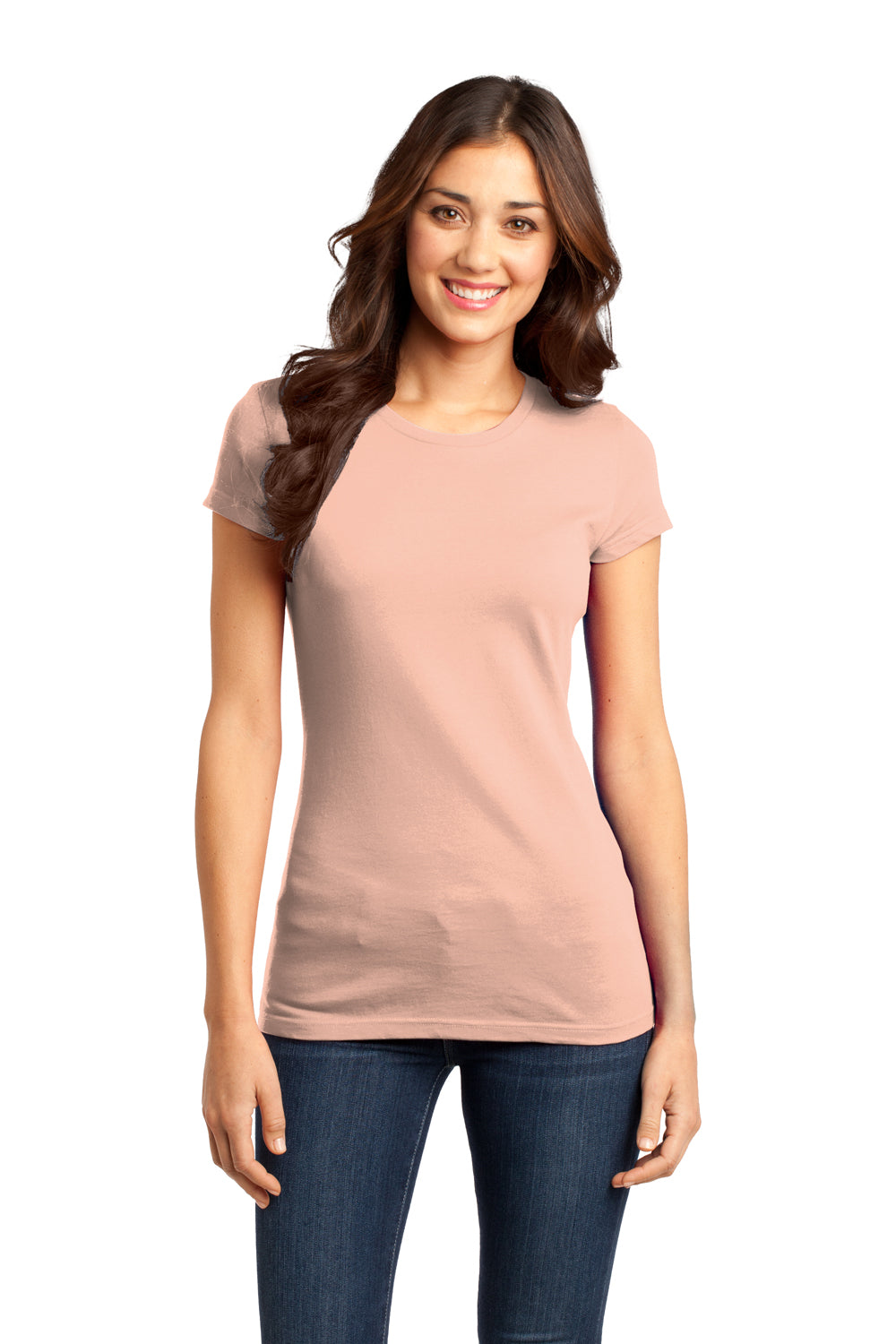 District DT6001 Womens Very Important Short Sleeve Crewneck T-Shirt Peach Front
