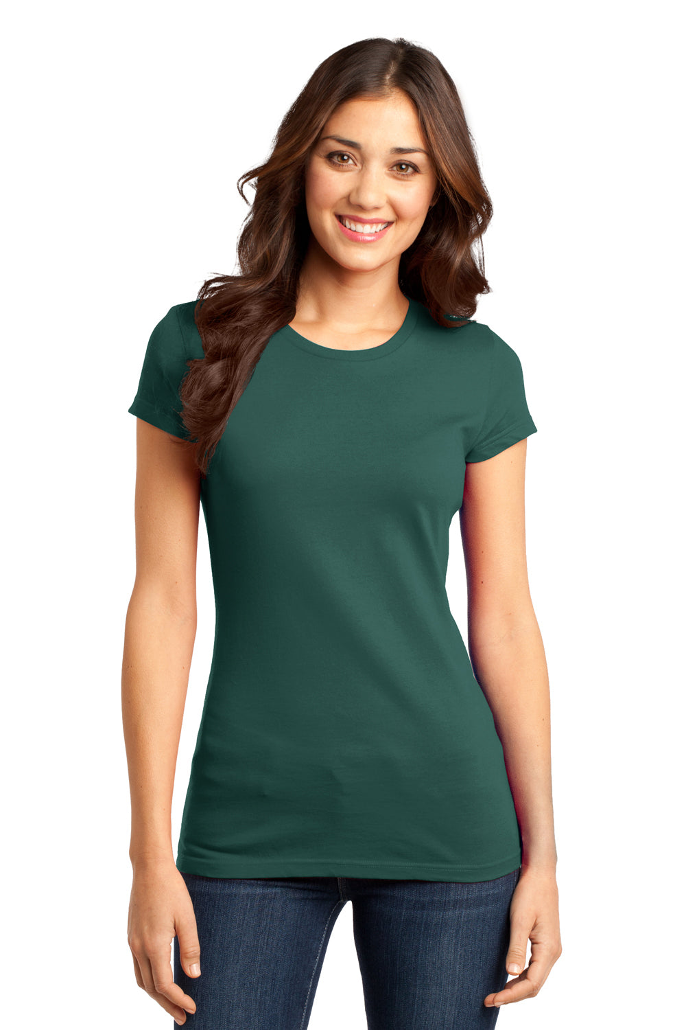 District DT6001 Womens Very Important Short Sleeve Crewneck T-Shirt Evergreen Front