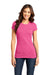 District DT6001 Womens Very Important Short Sleeve Crewneck T-Shirt Fuchsia Pink Frost Front