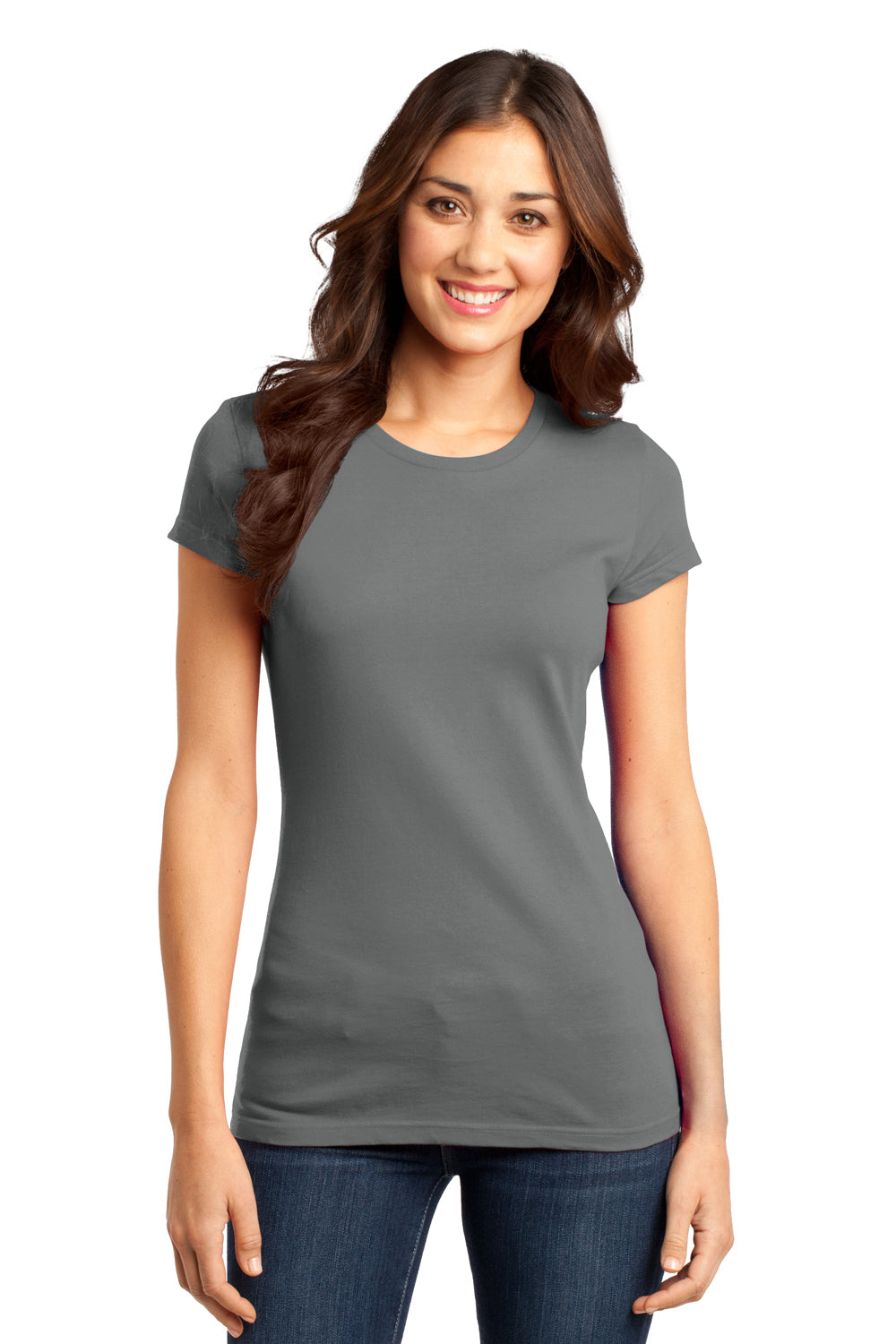 District DT6001 Womens Very Important Short Sleeve Crewneck T-Shirt Grey Front