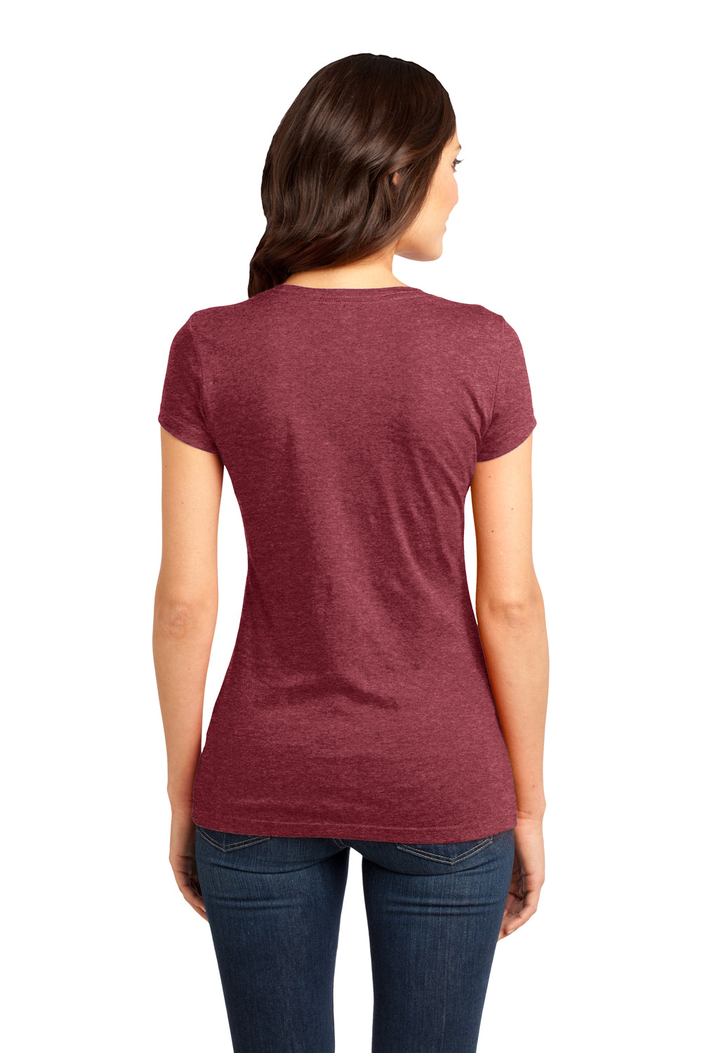 District DT6001 Womens Very Important Short Sleeve Crewneck T-Shirt Heather Red Back