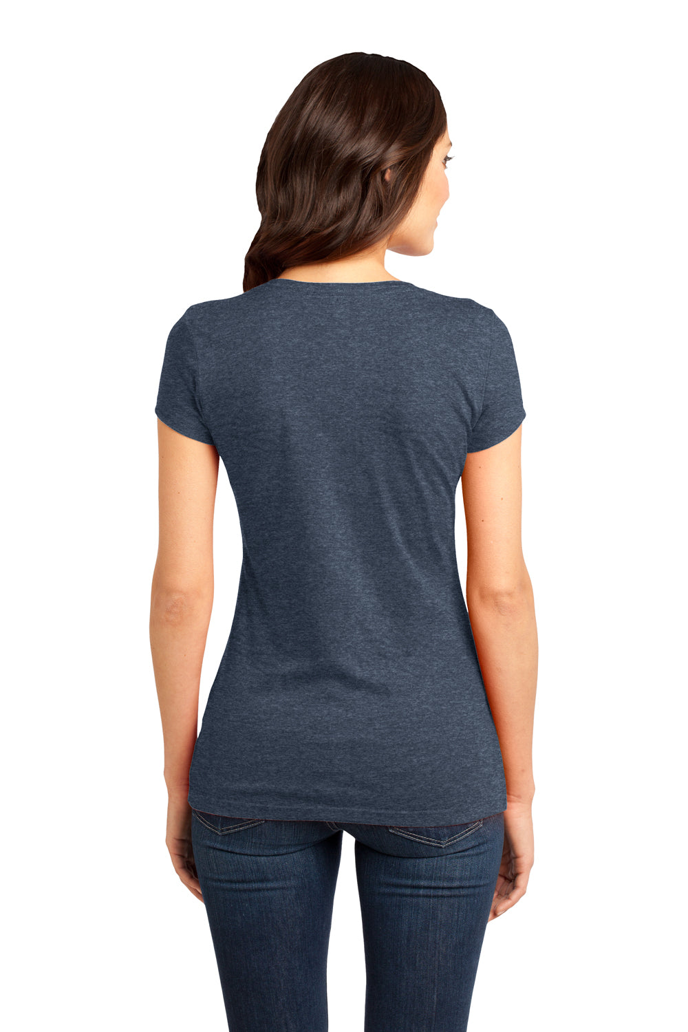 District DT6001 Womens Very Important Short Sleeve Crewneck T-Shirt Heather Navy Blue Back
