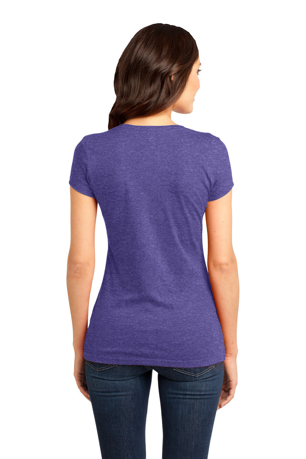 District DT6001 Womens Very Important Short Sleeve Crewneck T-Shirt Heather Purple Back