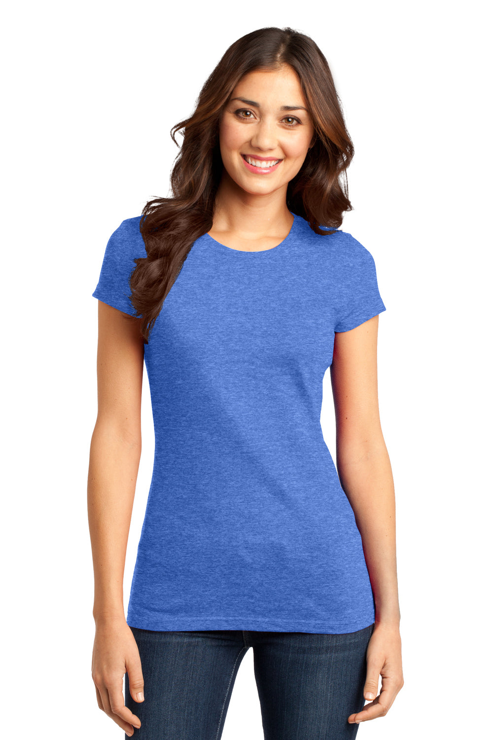 District DT6001 Womens Very Important Short Sleeve Crewneck T-Shirt Heather Royal Blue Front
