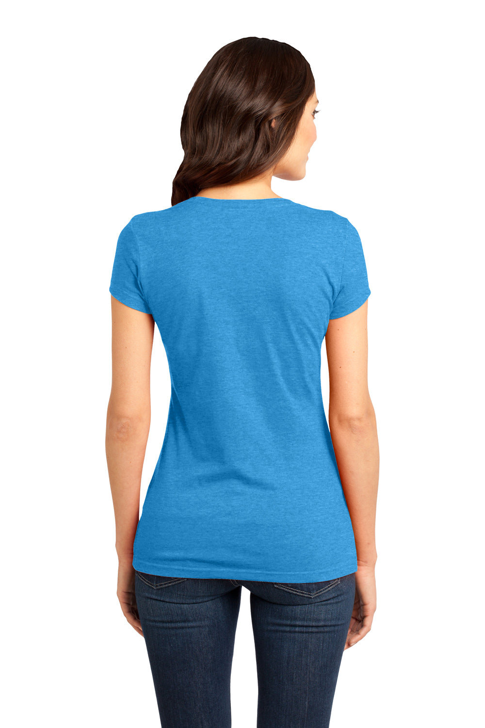 District DT6001 Womens Very Important Short Sleeve Crewneck T-Shirt Heather Turquoise Blue Back
