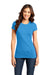 District DT6001 Womens Very Important Short Sleeve Crewneck T-Shirt Heather Turquoise Blue Front