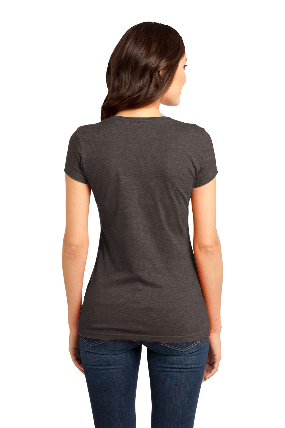 District DT6001 Womens Very Important Short Sleeve Crewneck T-Shirt Heather Brown Back